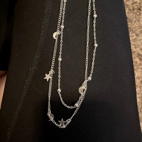 silver double strand moon and star choker 🐼🐼🐼 - Picture 1 of 4